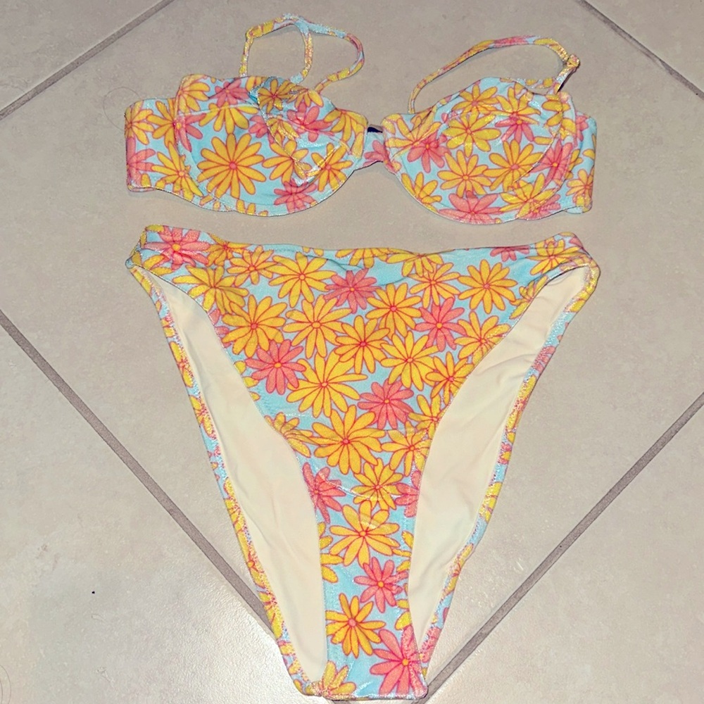 Triangl Swimwear - Flower Velvet High Wasted Bikini